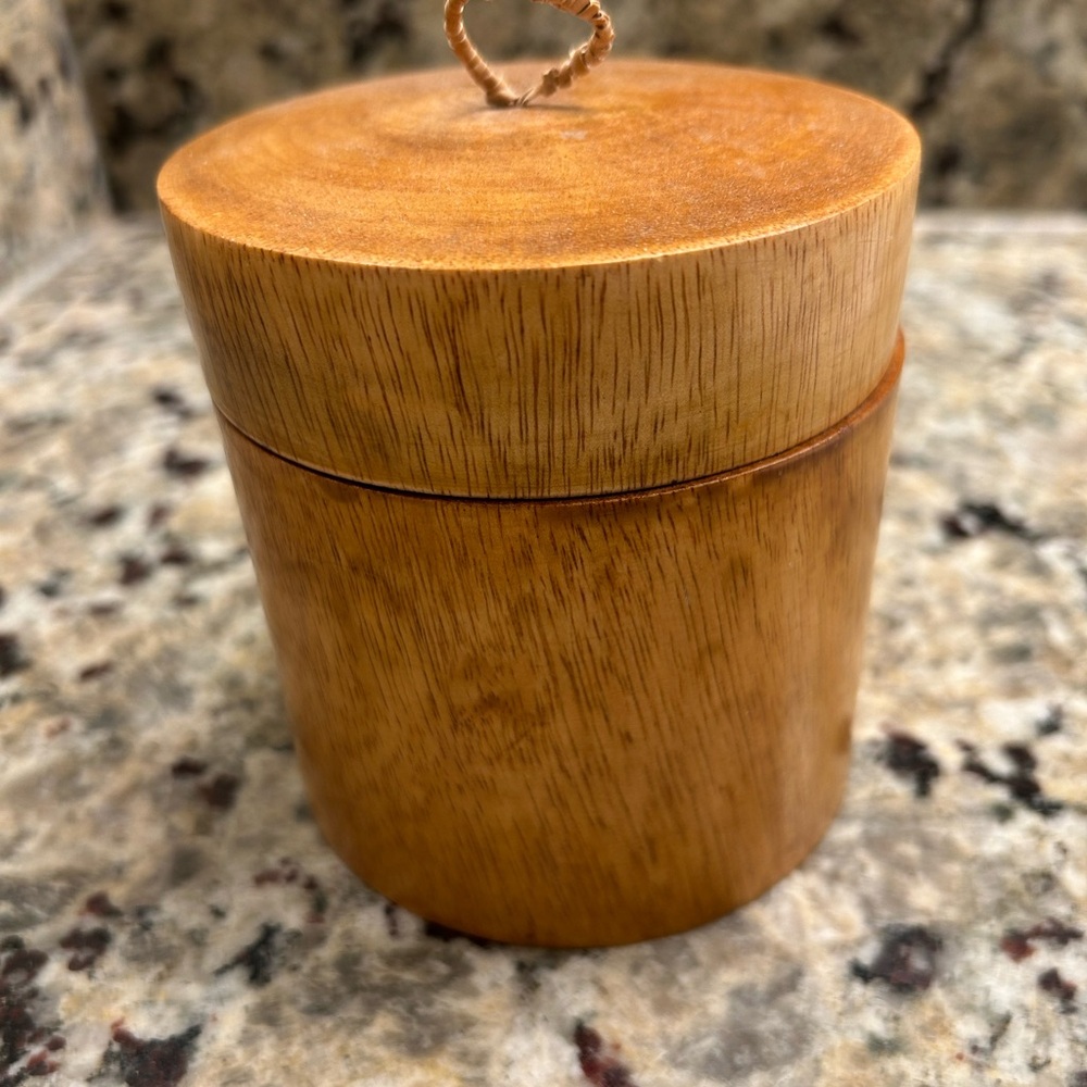 Wooden Cylinder Container From Hawaii